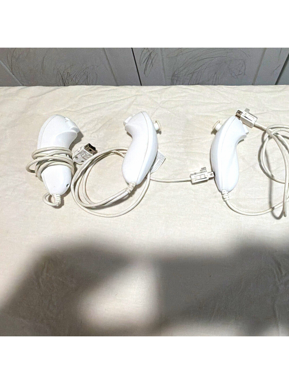 (3) Nintendo Wii Nunchuk Controllers White Wired Gamepad